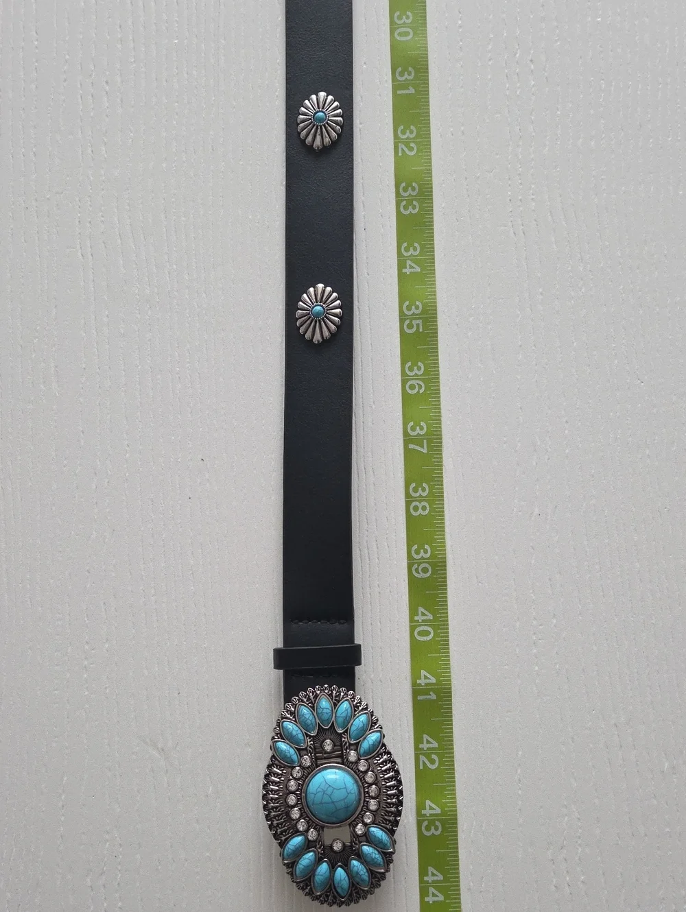 Black Belt With Turquoise Decor